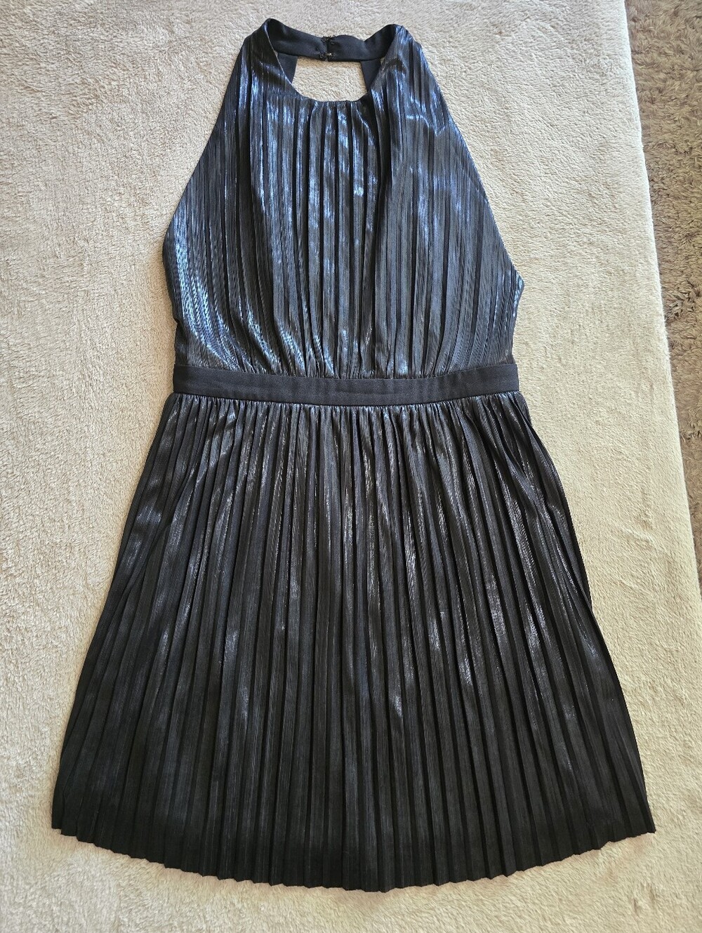 Gentle Fawn Black Shimmery Pleated Backless Cocktail Dress Size 6 - Picture 5 of 15
